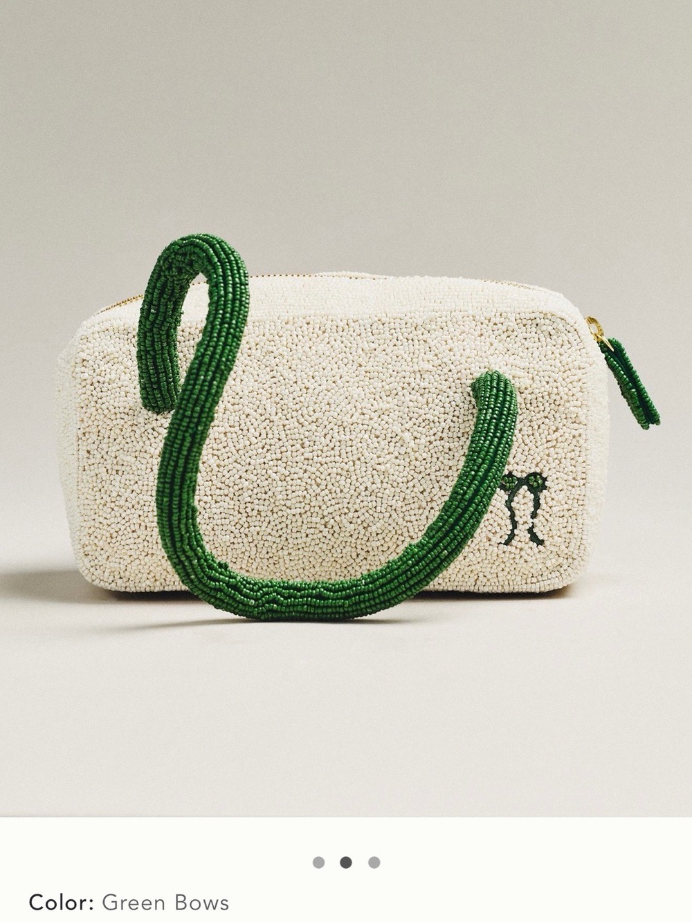 NWT new Anthropologie beaded box shaped shoulder bag green bows white - Picture 11 of 17